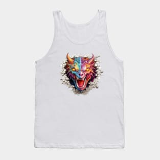 Dragon Head Crack In A Wall 3d Art Tank Top